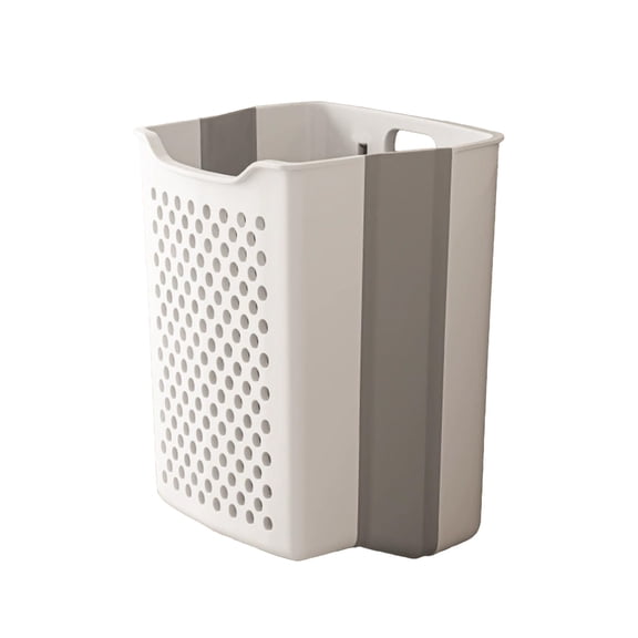 Btomtd Foldable Laundry Hamper for Home and Bathroom Organization, Collapsible Dirty Clothes Basket for Storage, Multi Use Laundry Basket for Clothing and Linens, White