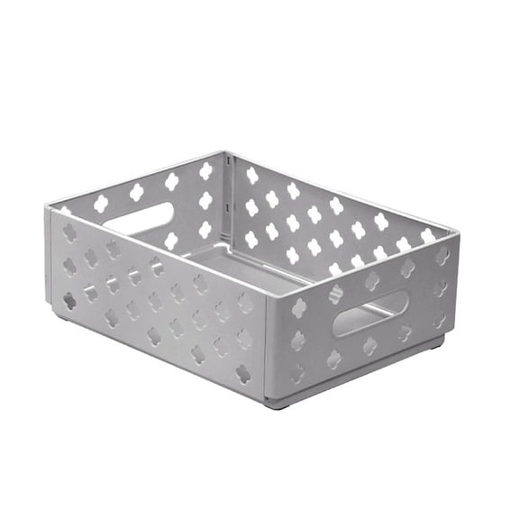 Btomtd Foldable Multifunctional Storage Box with Ventilation Holes, Stackable Organizer Storage Bins for Kitchen and Desktop, Cosmetics and Cabinet Storage Containers, Size 8L, Gray