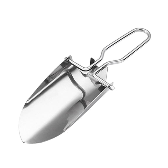 Btomtd Foldable Stainless Steel Garden Shovel/Ice Shovel, 9" Gardening Tools Trowel, Multi-Purpose Garden Tools for Outdoor Planting, Silver