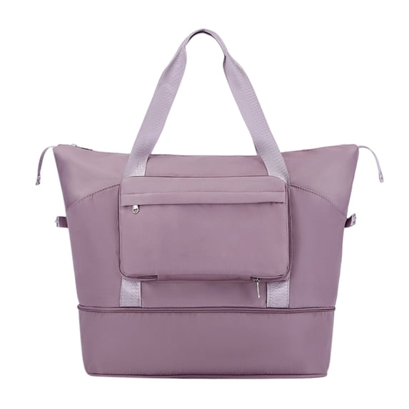 Btomtd Foldable Tote Bag with Wet Dry Separation, Hand Luggage Handbag for Weekend Trips, Beach Bag, Sports Bag, 20-35L, Purple