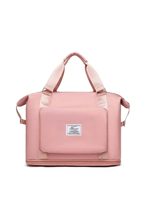 Foldable Travel Casual Shoulder Bag with Dry and Wet Separation, Multi-Compartment Carry-All Handbag, Lightweight Tote Bag and Crossbody Bag for Organized Packing, Hot Pink