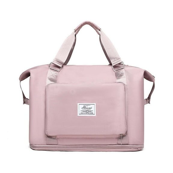 Btomtd Foldable Travel Casual Shoulder Bag with Dry and Wet Separation, Multi-Compartment Carry-All Handbag, Lightweight Tote Bag and Crossbody Bag for Organized Packing, Pink