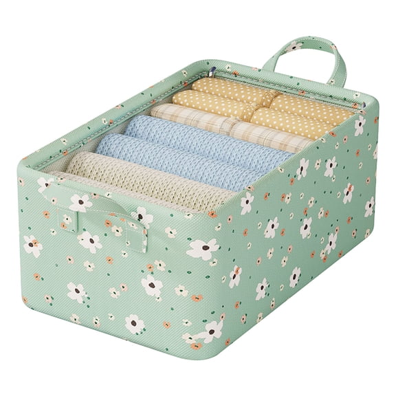 Btomtd Folding Wardrobe Storage Box, Sweater and Pants Organizing Box, Drawer Style Bedroom Storage Containers, Multi Use Storage Bins for Clothing, Size 26L, Green