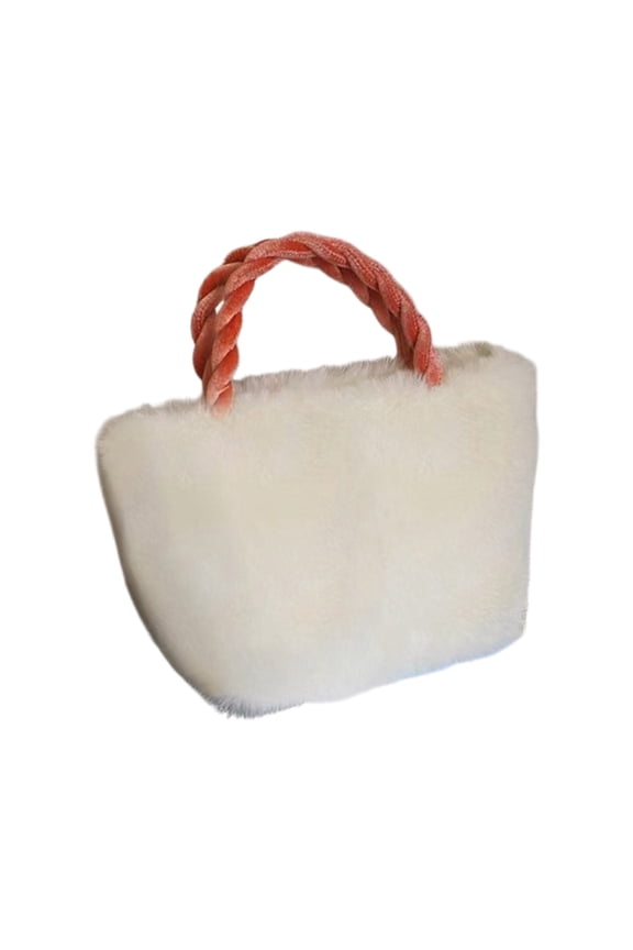Fuzzy Handbag, Versatile Fuzzy Tote Bag, Fashionable Shoulder Bag with Chain Strap, Purses for Women, A