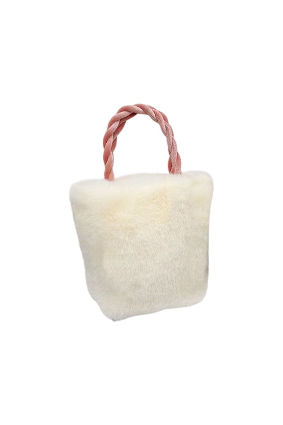 Fuzzy Handbag, Versatile Fuzzy Tote Bag, Fashionable Shoulder Bag with Chain Strap, Purses for Women, B