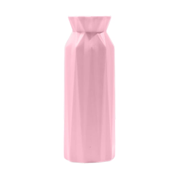 Btomtd Geometric Plastic Vase and Flowerpot Container, Small and Fresh Floral Decoration for Living Room, Modern Tabletop Vases for Home Decor, Pink
