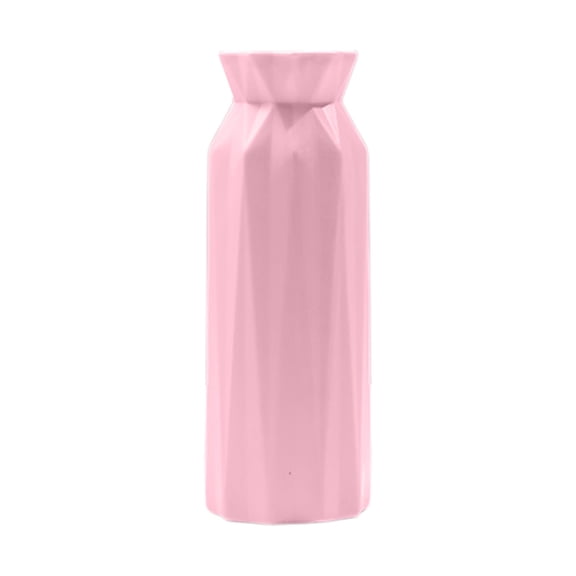 Btomtd Geometric Plastic Vase and Flowerpot Container, Small and Fresh Floral Decoration for Living Room, Modern Tabletop Vases for Home Decor, Pink