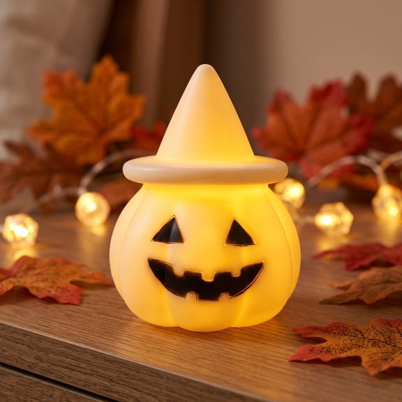 Btomtd Ghost Night Light, 4 Inch Halloween Glowing Ornament LED Lights for Tabletop Indoor Home Party Decor, Yellow
