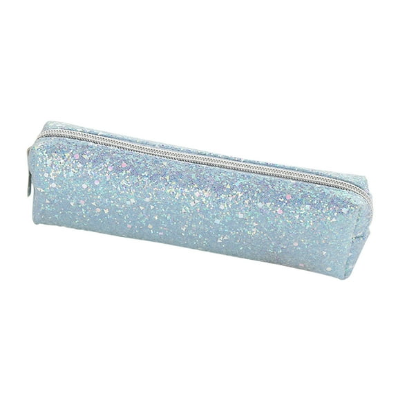 Btomtd Glitter-Enhanced Storage Pencil Case for Students Portable Pencil Bag with Zipper and Organizer Pencil Pouch, Blue