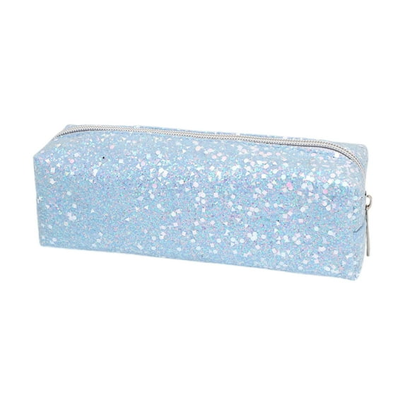 Btomtd Glitter Sequins Storage Pencil Pouch Large Capacity Pencil Bag Utility Pencil Case with Zipper, Blue
