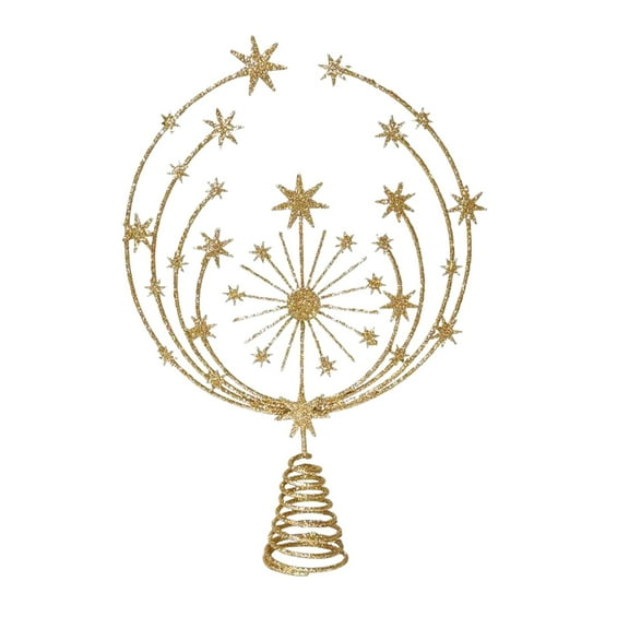 Btomtd Golden Snowflake Christmas Tree Topper 13", Light and Shiny Tree Top Star for Holiday Party, Festive Home Christmas Ornaments, Sparkling Topper Decoration, B