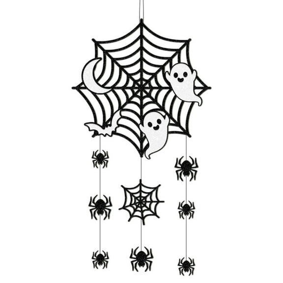 Btomtd Halloween Cobwebs and Bats Ornaments, Spiderweb Tree Pendant for Horror Party, Hanging Decoration for Home and Office, Spooky Decor and Ornaments, Black
