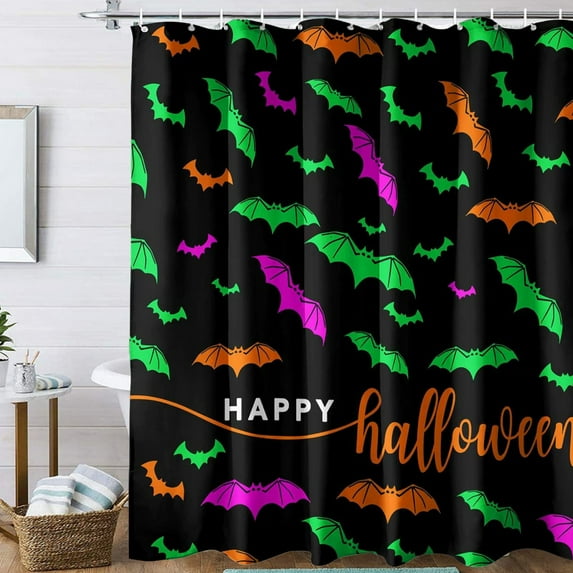 Btomtd Halloween Fabric Shower Curtain with Digital Printing, Waterproof Bathroom Curtain with Hooks and No Punching, Partition Shower Curtain Liner for Home - 35.43"x70.86", B
