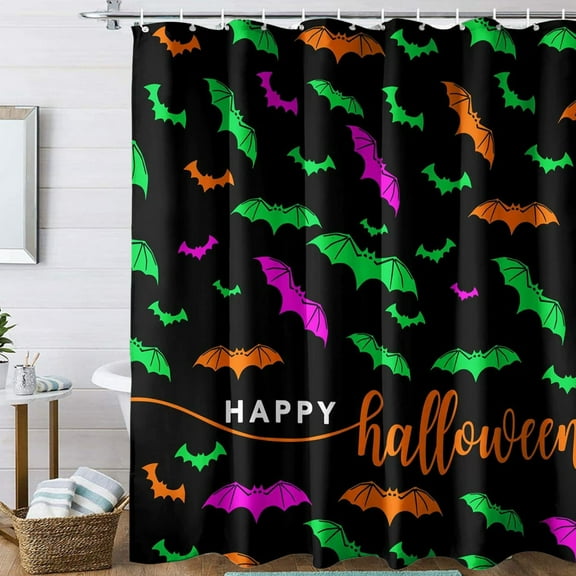 Btomtd Halloween Fabric Shower Curtain with Digital Printing, Waterproof Bathroom Curtain with Hooks and No Punching, Partition Shower Curtain Liner for Home - 35.43"x70.86", B