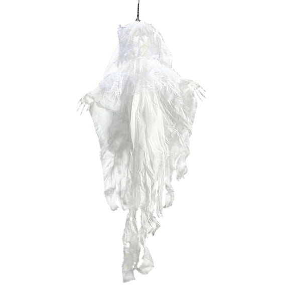 Btomtd Halloween Hanging Ghost Ornaments with Pumpkin and Witch, Festival Dress Up Props for Party Door, Spooky Door Hanging Decoration Pendant, White
