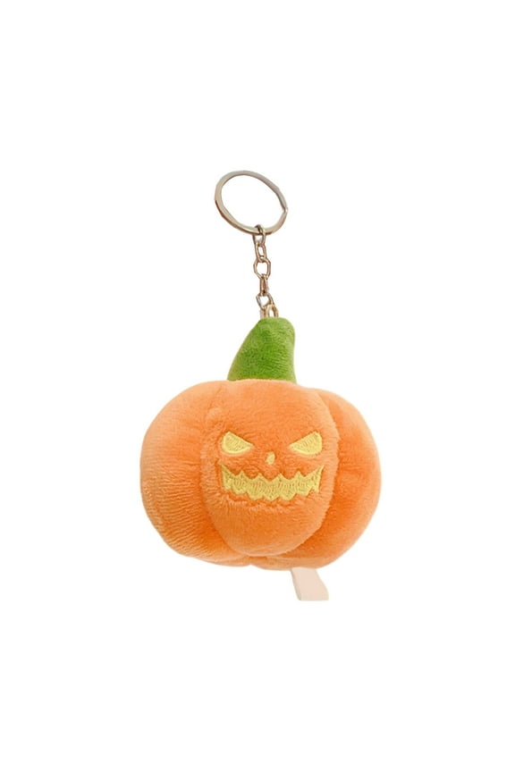 Halloween Small Pumpkin Ornaments with Plush Designs, Doll Pendant Keychain Hanging Decoration, Quirky Cute Pendant and Pumpkin Decor, C