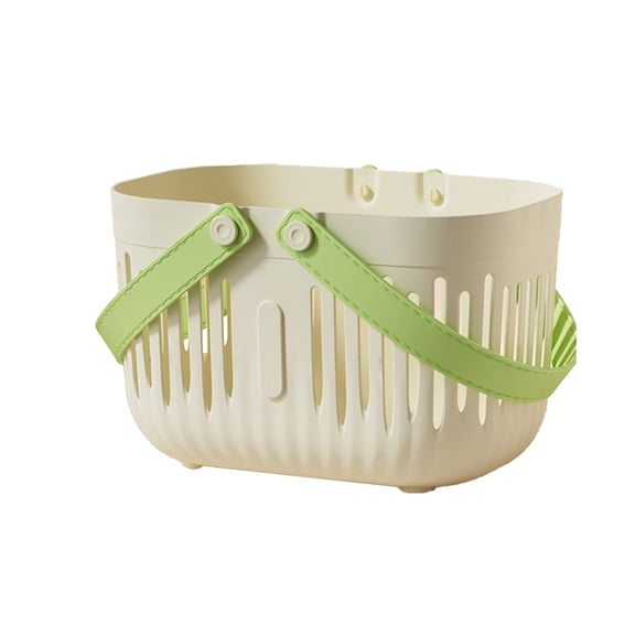 Btomtd Hand Carried Bath Basket for Wash and Brush Supplies, Dry and Wet Separation Basket for Dormitory, Small Storage Bath Basket for Daily Use, White