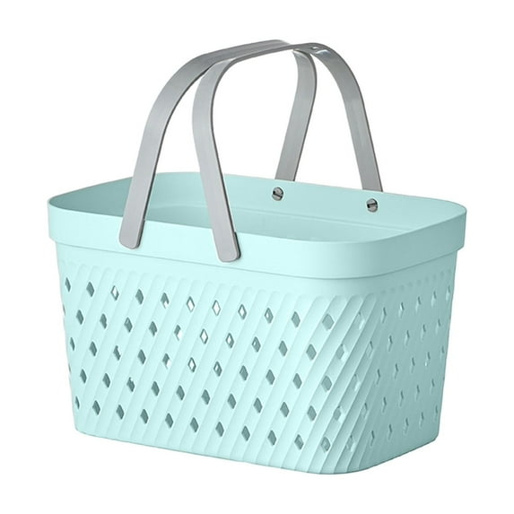 Btomtd Handheld Shower Basket for Bathroom Storage and Organization, Plastic Small Basket with Carry Handle, Woven Underwear Frame Storage Basket, Green