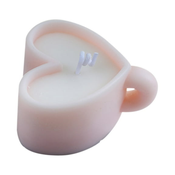Btomtd Heart Shape Sweet Coffee Cup Aromatherapy Candles, Scented Candle Ornament as Birthday Gift, Handheld Decorative Coffee Candles, 2.2 oz, Pink