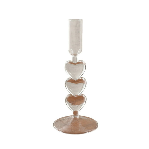 Btomtd Heart Shaped Candlestick Holders with High Foot, Colorful Candle Holder for Wedding Supplies and Home Decoration, Romantic Candlelight Dinner Props and Ornaments, 3.1"x3.1"x7.3", Clear