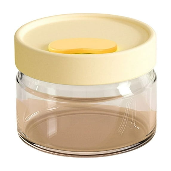 Btomtd High Borosilicate Glass Food Storage Containers with Lids, Microwave Safe Glass Lunch Box, Storage Containers for Kitchen and Bento, Food Storage Bins, Size 500ml, Beige