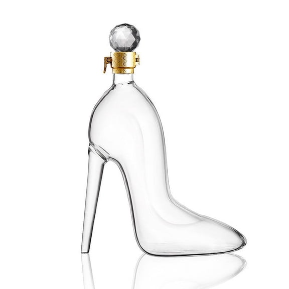 Btomtd High Heel Shaped Wine Decanter, 34oz Unique Glass Vessel for Wine and Spirits, Chic Liquor Bottle and Whiskey Decanter, Clear