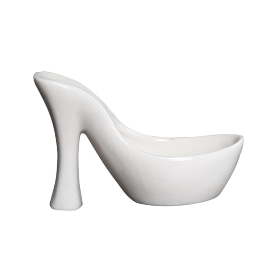 Btomtd High-heeled Shoe Shape Aroma Candle Cups and Decorative Vessels for Home, Candle Holder as Ornaments and Useful Home Goods, Candlestick Holders, 5.1"x3.5"x1.7", White