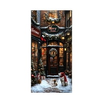 Btomtd Holiday Door Curtains for Christmas Decoration with Festive Pattern, Xmas Scene Layout Background Door Cover, Christmas Themed Door Curtain for Indoor - 35.43"x70.86", A