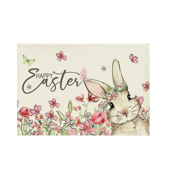 Btomtd Holiday Table Place Mats Spring Vintage Decor Bunny Chick Household Kitchen Dining Decoration Mats, E