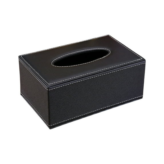 Btomtd Hotel Style Tissue Box Cover Leatherette Surface for Restaurant or Home European Originality Tissue Box Holder, Black-L