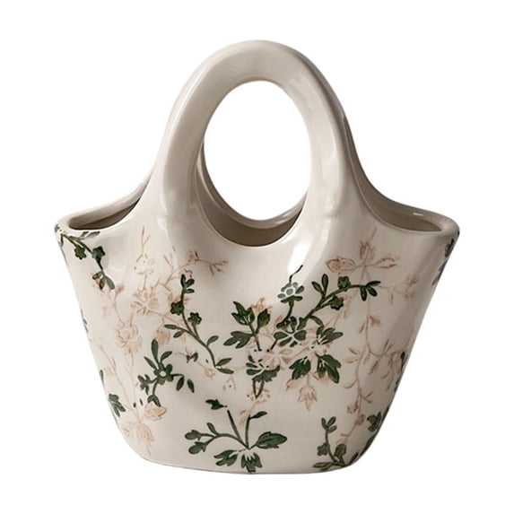 Btomtd Ice Cracked Milk Pot Ceramic Vase, Rural Style Vases for Flower Arrangement, Feng Shui Home Decoration Piece Flower Pot, C