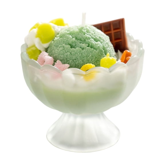 Btomtd Ice Cream Shaped Aroma Candles, Summer Fruit Scented Candle with Creative Modeling, Exquisite Birthday and Accompanying Gift Candles, 12.3 oz, Green