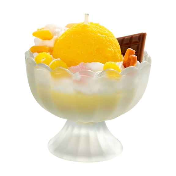 Btomtd Ice Cream Shaped Aroma Candles, Summer Fruit Scented Candle with Creative Modeling, Exquisite Birthday and Accompanying Gift Candles, 12.3 oz, Yellow