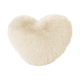 thumbnail image 1 of Btomtd Imitation Fur Plush Heart Shaped Throw Pillows, Sofa Waist Cushion with Long Hair, Cute Wedding Gift Couch Pillows, Size 16" x 12", Beige, 1 of 6