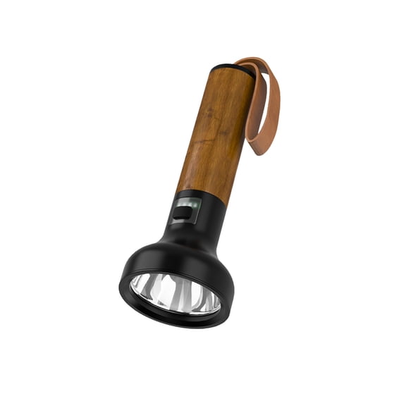 Btomtd Imitation Wood Grain Flashlight, 1200 mAh Battery, Strong Long-range Light with Type-C Fast Charging, Outdoor Portable Rechargeable Flashlights, Khaki