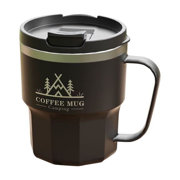 Btomtd Insulated 304 Stainless Steel Coffee Mug, 13.5oz Double Layer Construction Coffee Cups with Ergonomic Handle for Office and Home, Gray
