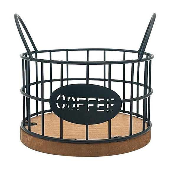 Btomtd Iron Coffee Capsule Storage Basket for Desktop and Table, Kitchen Coffee Organizer Basket, Compact Pod Holder Basket for Living Room, Black