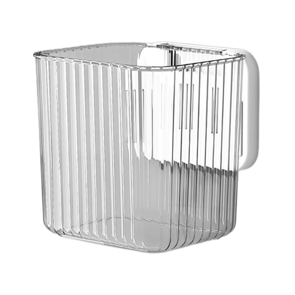 Btomtd Kitchen Small Hanging Basket for Wall, Plastic Storage Containers for Ginger and Garlic, Mounted Shelf Organizer Storage Box for Bathroom, Size 1.5L, Clear