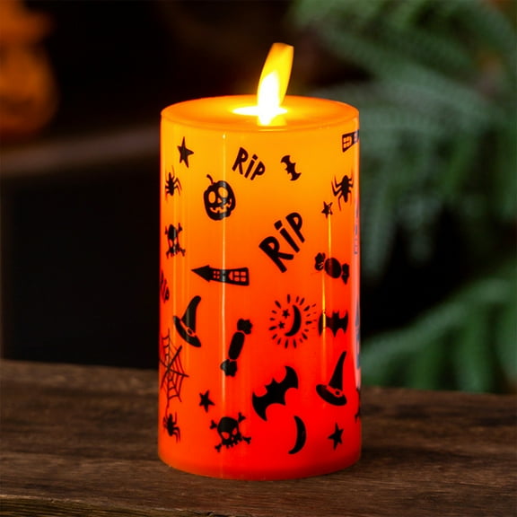Btomtd LED Electronic Flame Candle Night Light Halloween Decorative Light Realistic Candle Effect Ornament for Tabletop and Mantel, C