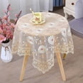 thumbnail image 1 of Btomtd Lace Embroidered Polyester Tablecloth, 33.5 Inch Gauze Floral Doily, Decorative Dust Cover for Round Dining Tea Coffee Table & Bedside, Coffee, 1 of 6