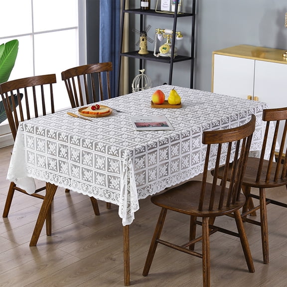 Btomtd Lace Fringed Table Cloths and Covers for Dining and Living Room, Square Decorative Tablecloth for Wedding, Washable Sofa and Table Cover, 55"x55", A