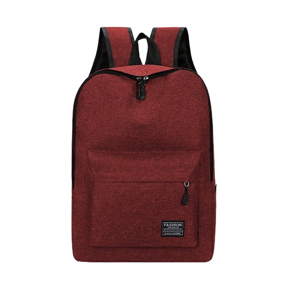 Btomtd Large Capacity Backpack for Students Solid Color Shoulder Bag with Dual Zipper Closure & Padded Shoulder Straps Outdoor Backpack Fashion Schoolbag, Red