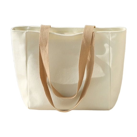 Btomtd Large Capacity Cloth Casual Tote Bag, Handheld and Shoulder Bag for College Students, Friendly Canvas Handbag and Purse for Class and Campus, Beige