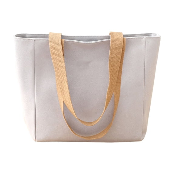 Btomtd Large Capacity Cloth Casual Tote Bag, Handheld and Shoulder Bag for College Students, Friendly Canvas Handbag and Purse for Class and Campus, Gray