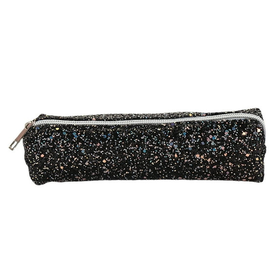 Btomtd Large Capacity Glitter Shiny Pencil Case Stationery Zipper Portable Pencil Bag Stationery Storage Bag Pencil Pouch for Students, Black
