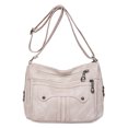 thumbnail image 1 of Btomtd Large Capacity Shoulder Bag in Washed Leather, Casual Tote and Fashionable Carry-All Bag, Spacious Handbag and Crossbody Bag with Organization, Beige, 1 of 8