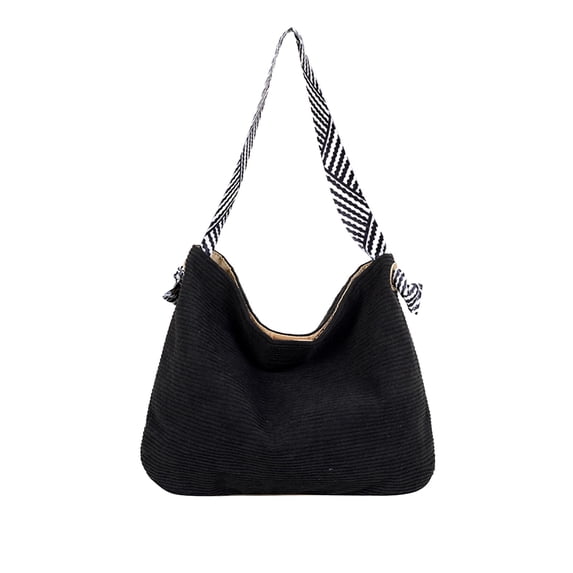 Btomtd Large Capacity Velvet Handbag, Versatile Commuting Shoulder Tote Bag, Strap Underarm Purses for Women, Black