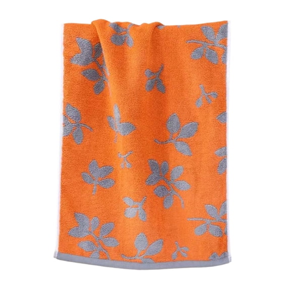 Btomtd Leaf Pattern Hand Towels for Face and Body, Lint Free Fast Drying Bath Towels, Thickened Absorbent Towels for Daily Facial Cleansing, Size 29" x 13.4", Orange-A