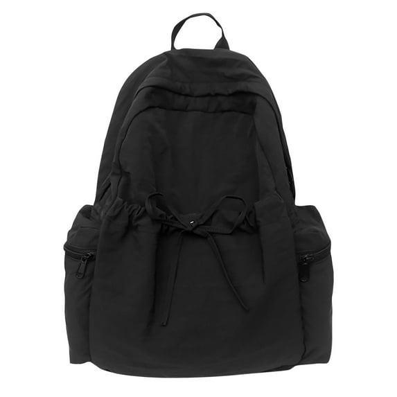 Btomtd Lightweight Nylon Drawstring Backpack, Solid Color Sports Travel Backpack with Bow, Casual Style Daypacks for Student, Black