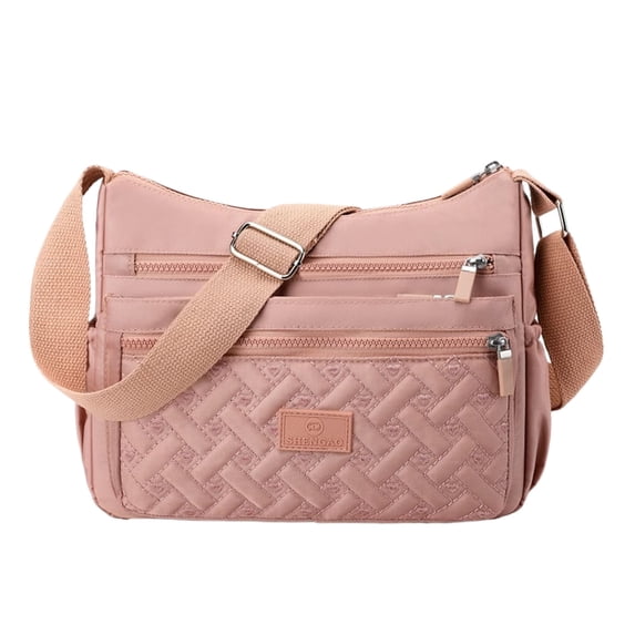 Btomtd Lightweight Nylon Shoulder Bag for Women, Casual Ladies Crossbody Bag and Purse with Concise and Functional Design, Everyday Carry Handbag, Pink